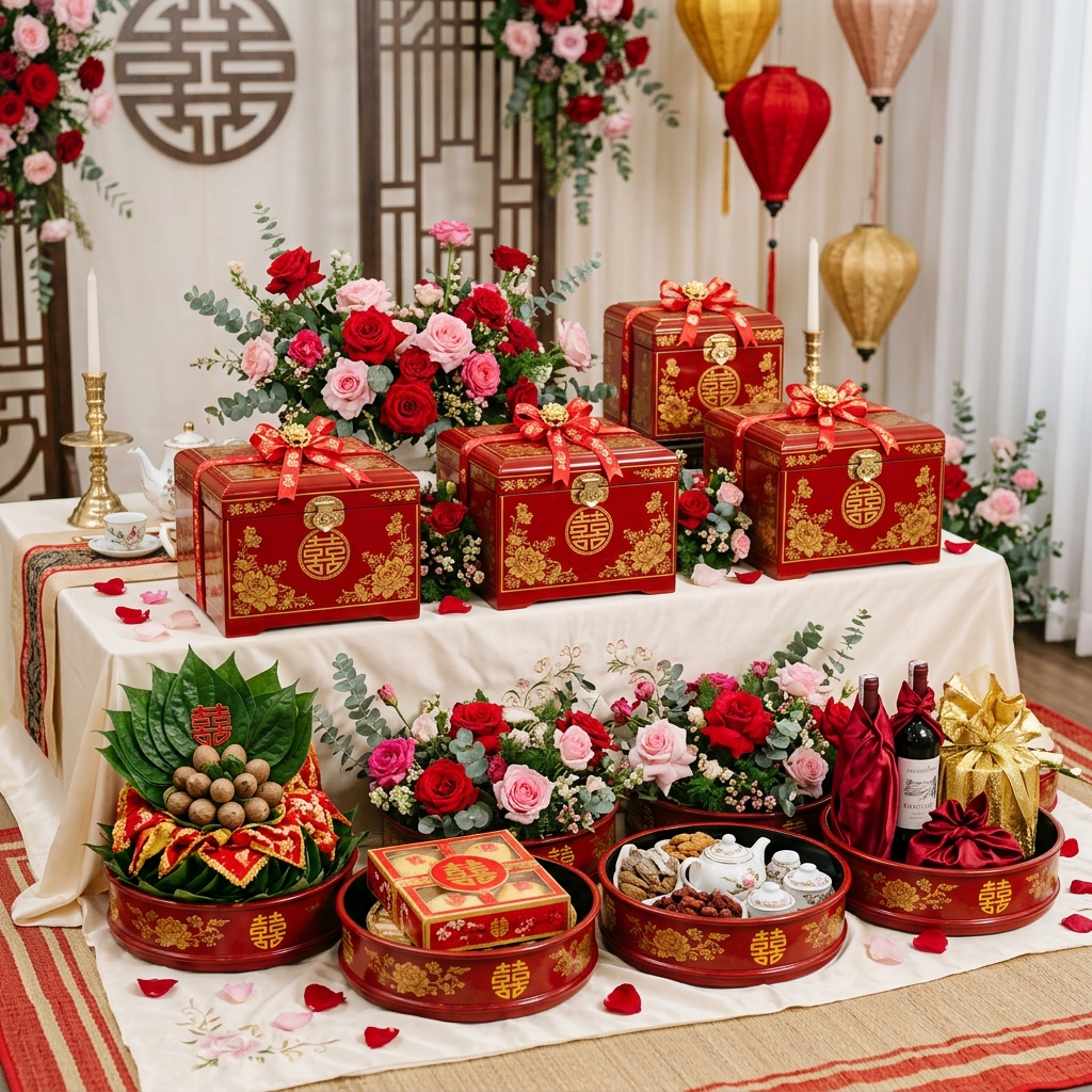 Mâm quả cưới hỏi Phú Quý Gia