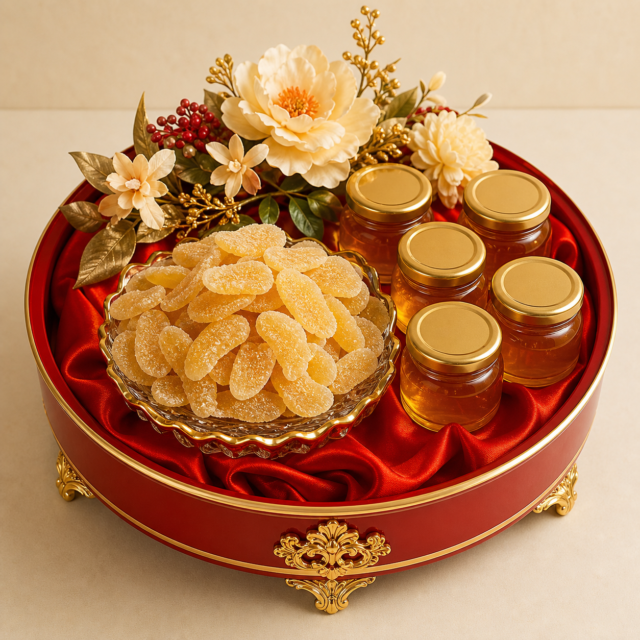 Mâm mứt gừng mật ong