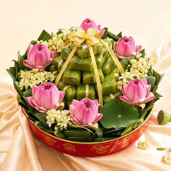 Mâm bánh cốm lá sen Hà Nội
