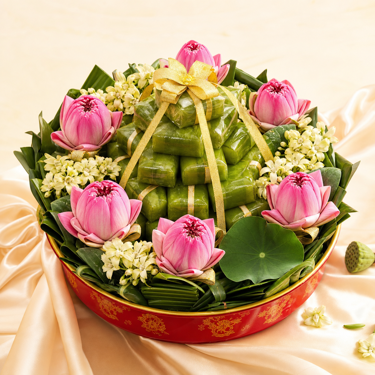 Mâm bánh cốm lá sen Hà Nội