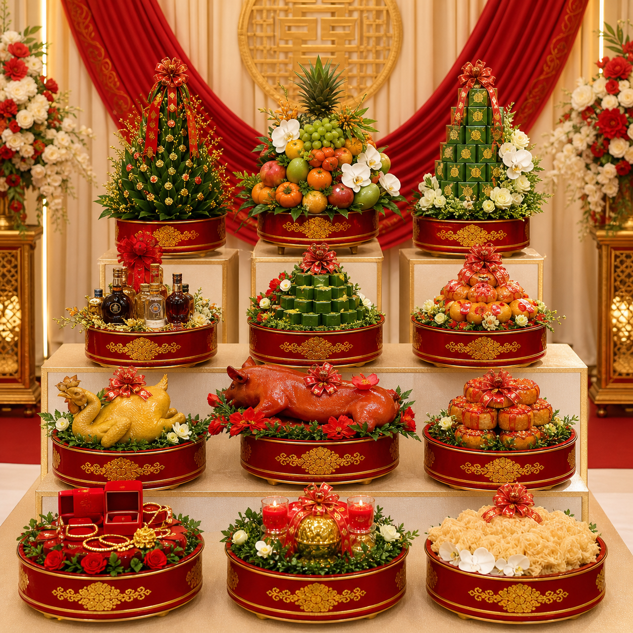 Bộ mâm quả 11 mâm đại lễ