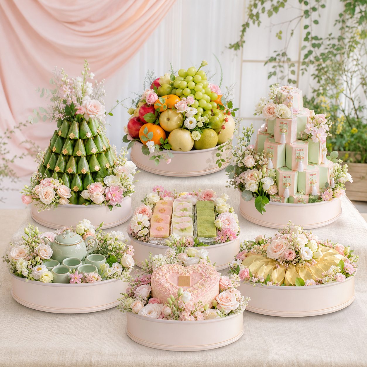 Gói mâm quả tone pastel garden