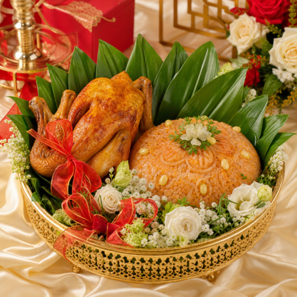 Mâm gà quay xôi lễ hỏi