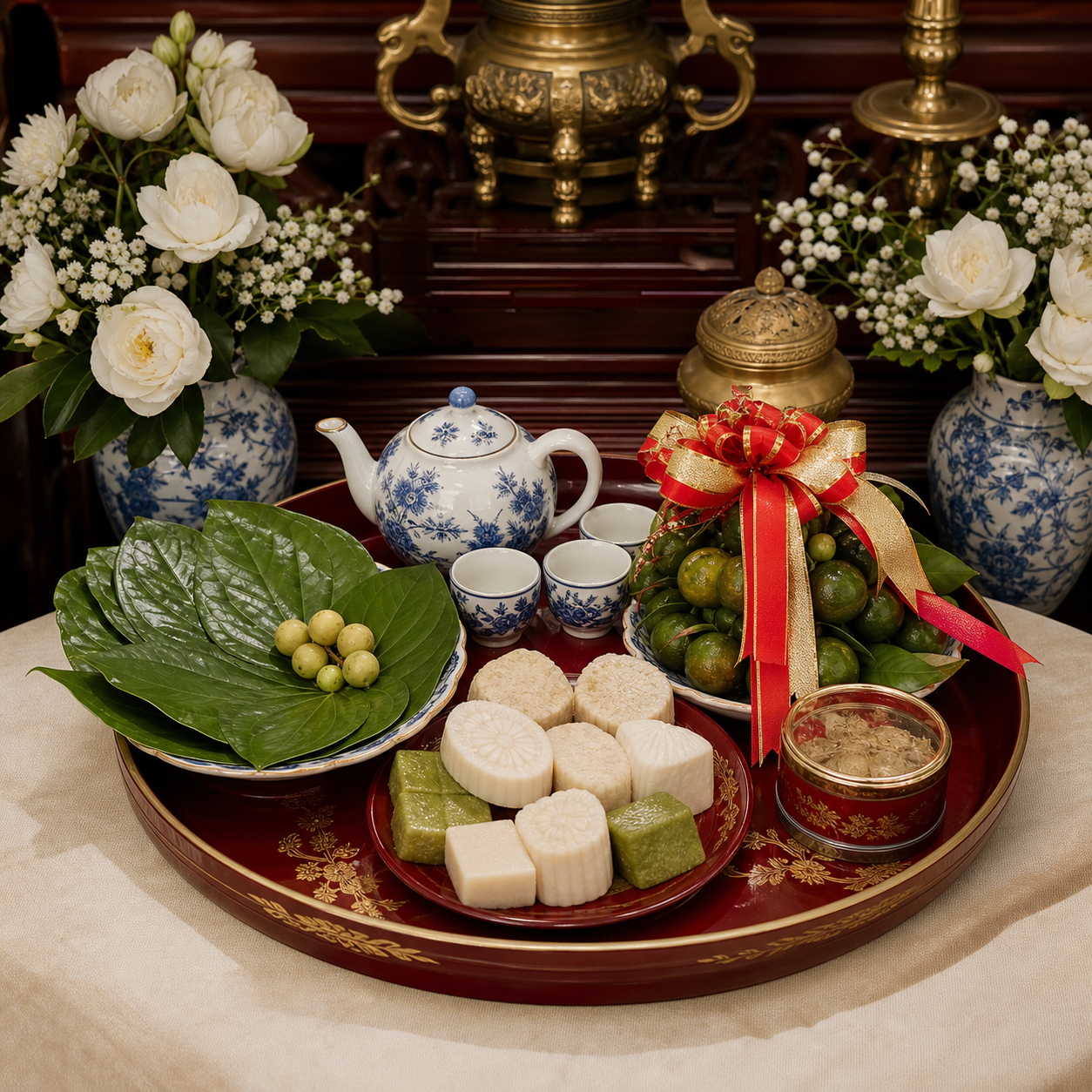 Mâm trà bánh gia tiên